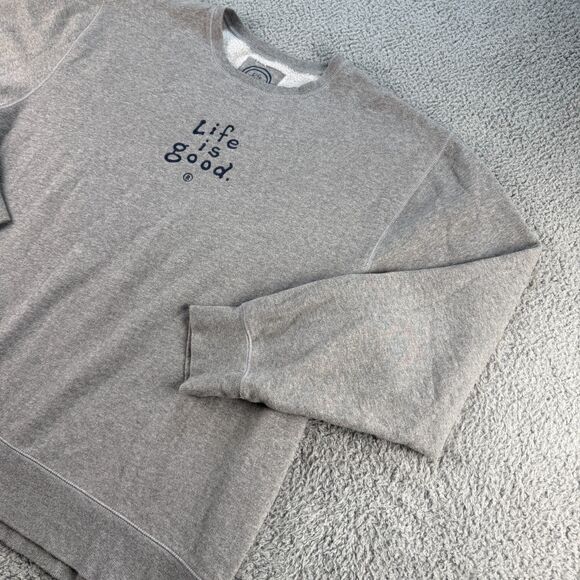 Life Is Good Sweatshirt Mens 2XL XXL Sweater Gray Logo Graphic Outdoor - Picture 1 of 9